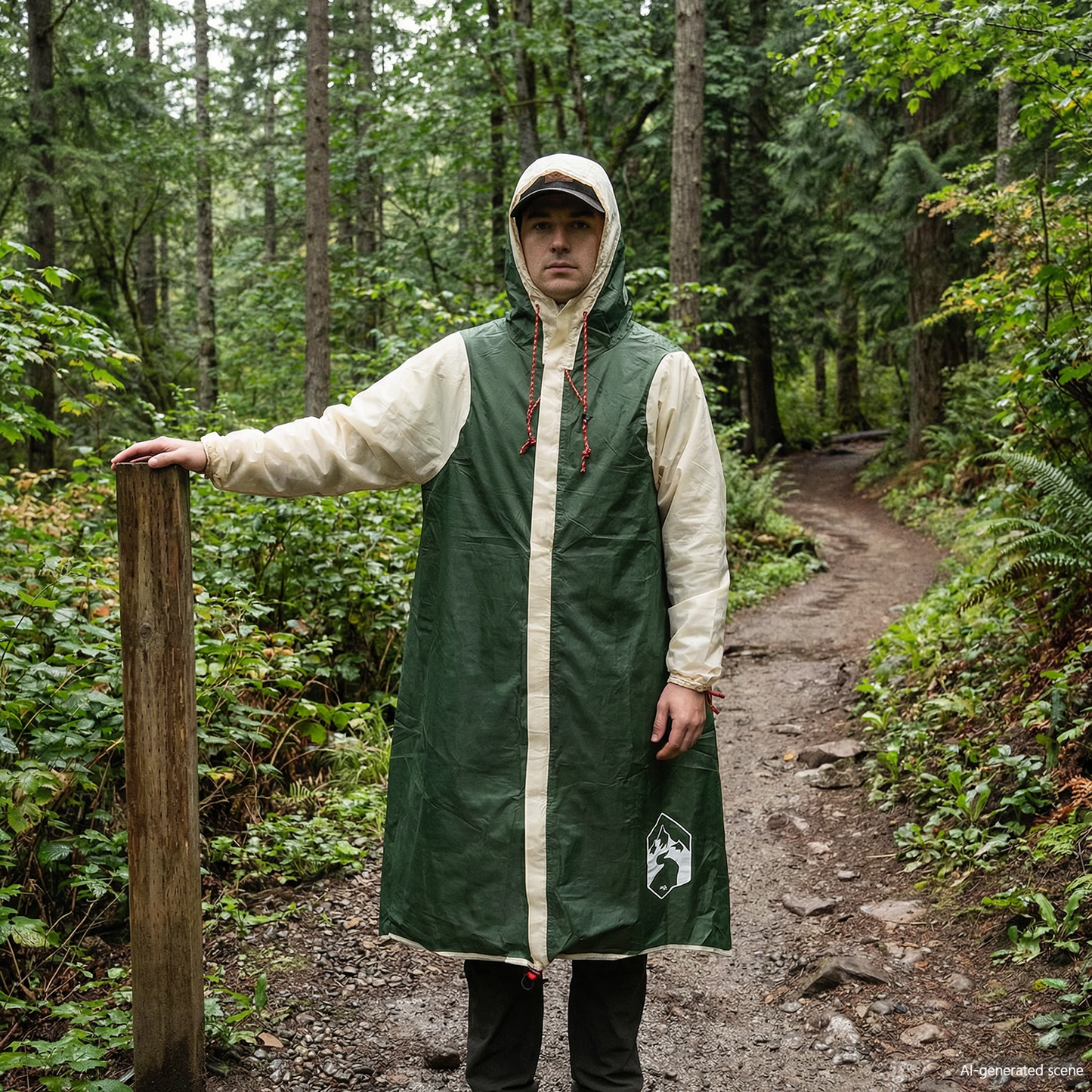 2-in-1 Rain Poncho with Hood Green 262 x 126 x 130 cm