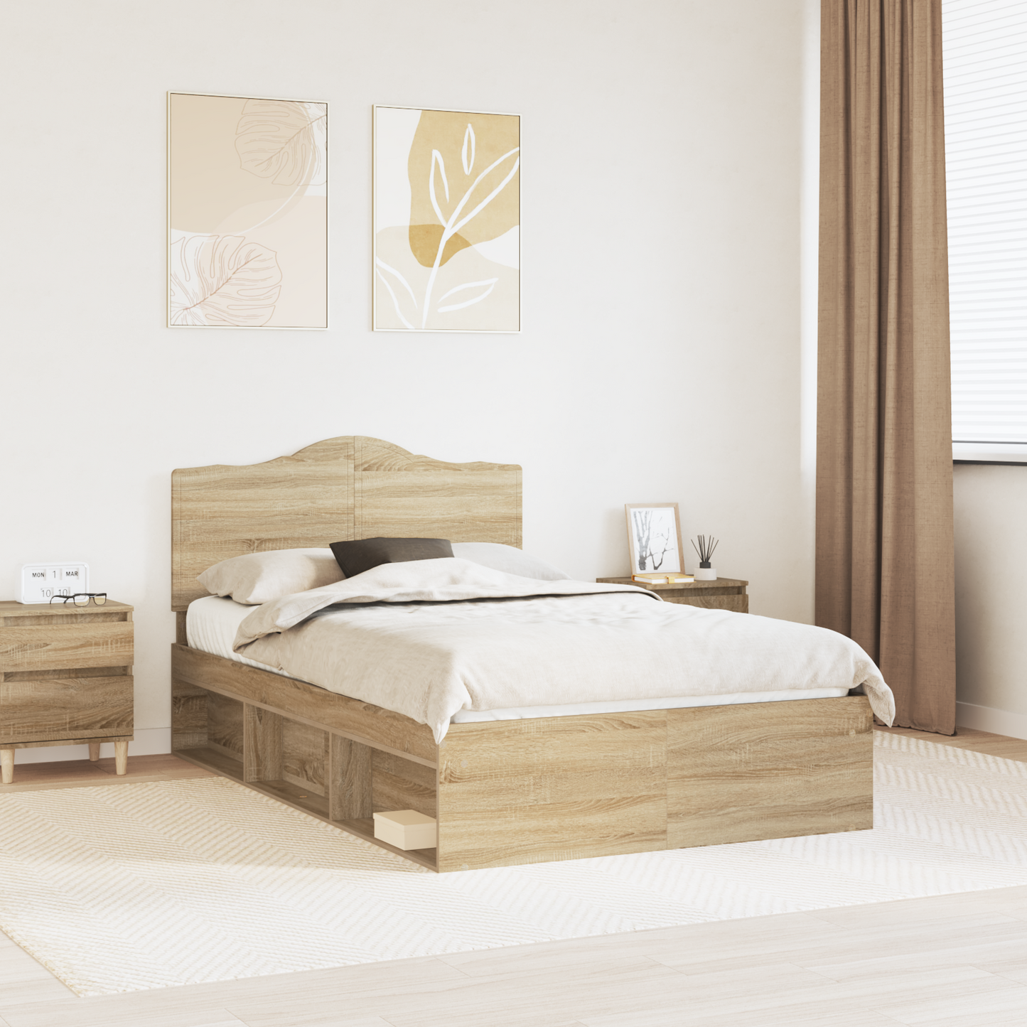 Bed Frame with Headboard Sonoma 120 x 200 cm Solid Pine Wood