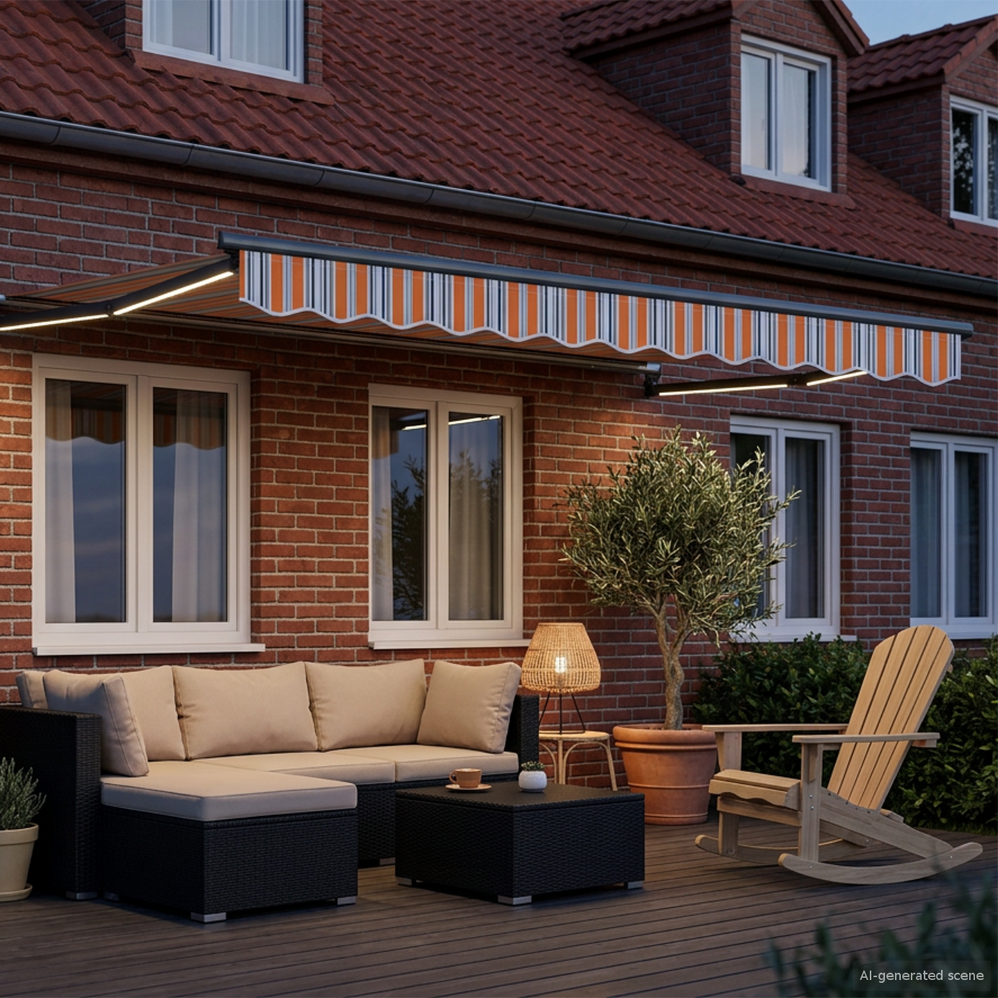 Manual Retractable Awning with LEDs 3 x 2.5 m