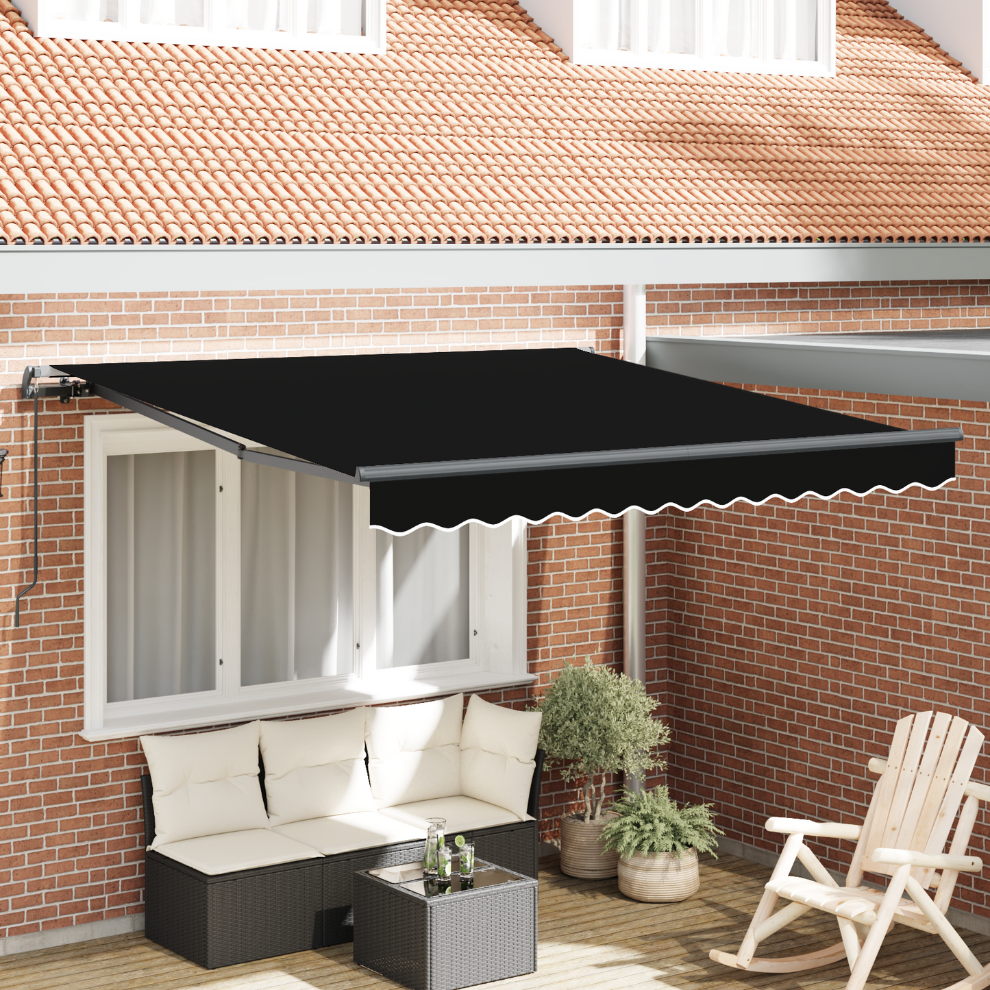 Retractable Awning Black 350 x 250 cm Polyester and Aluminium