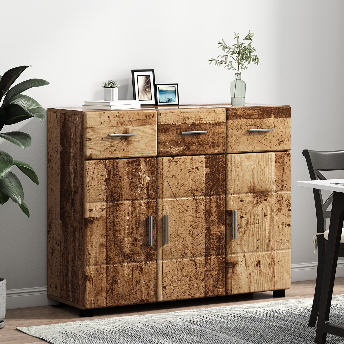 Sideboard FLORIN Old Wood 88.5 x 30.5 x 73 cm Engineered Wood