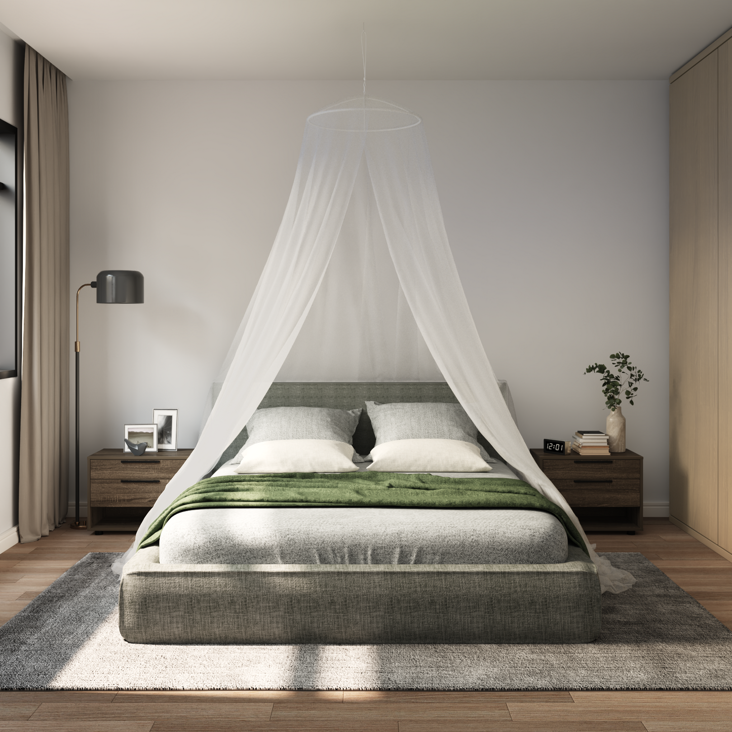 Mosquito Net for Bed 3 pcs 156 mesh White ⌀56 x 220 cm