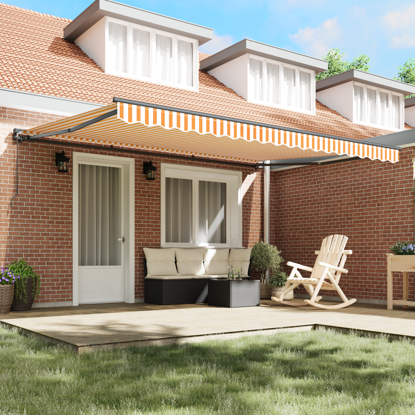Awning Frame Yellow and White 450 x 300 cm