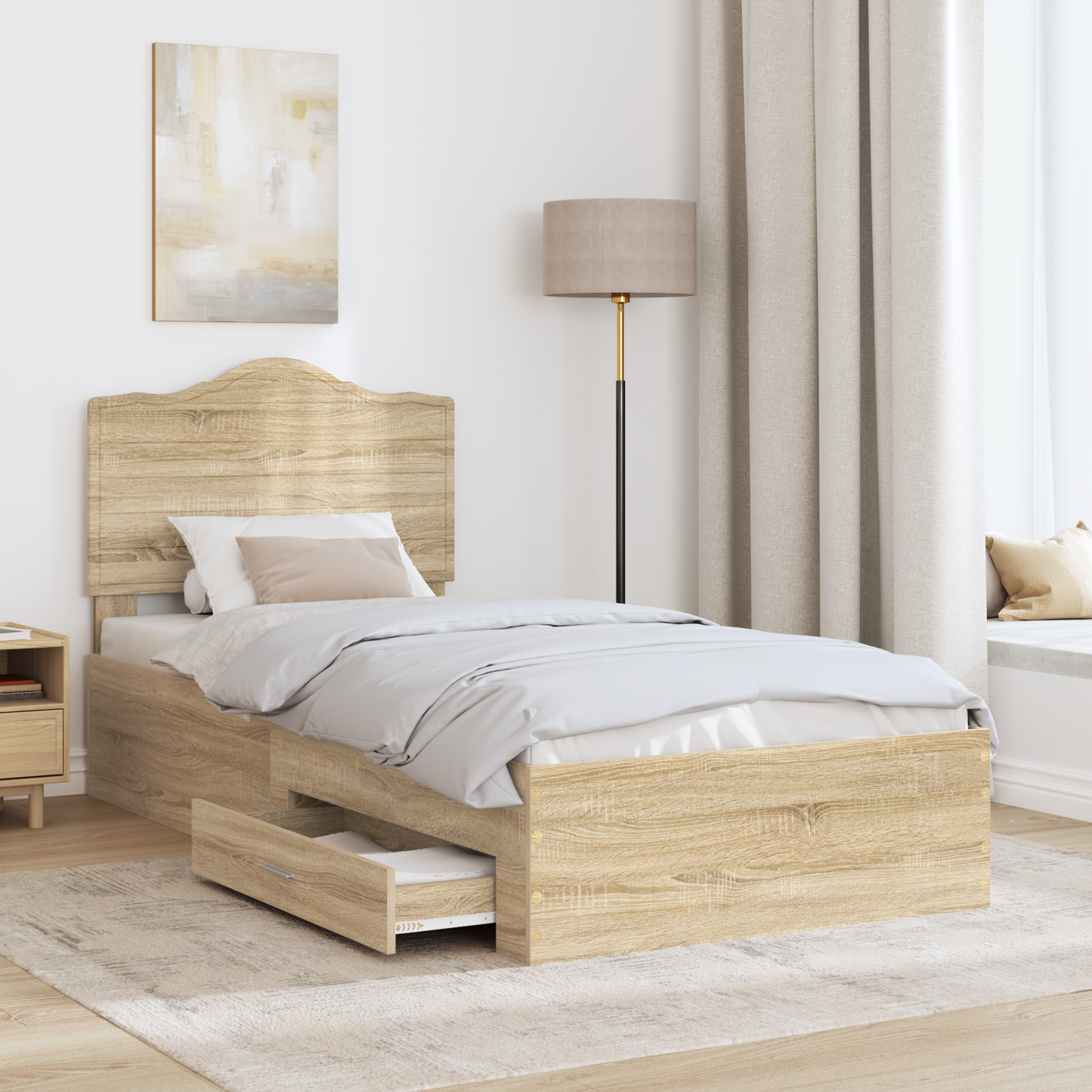 Bed Frame with Headboard Sonoma Oak 70 x 190 cm Engineered Wood