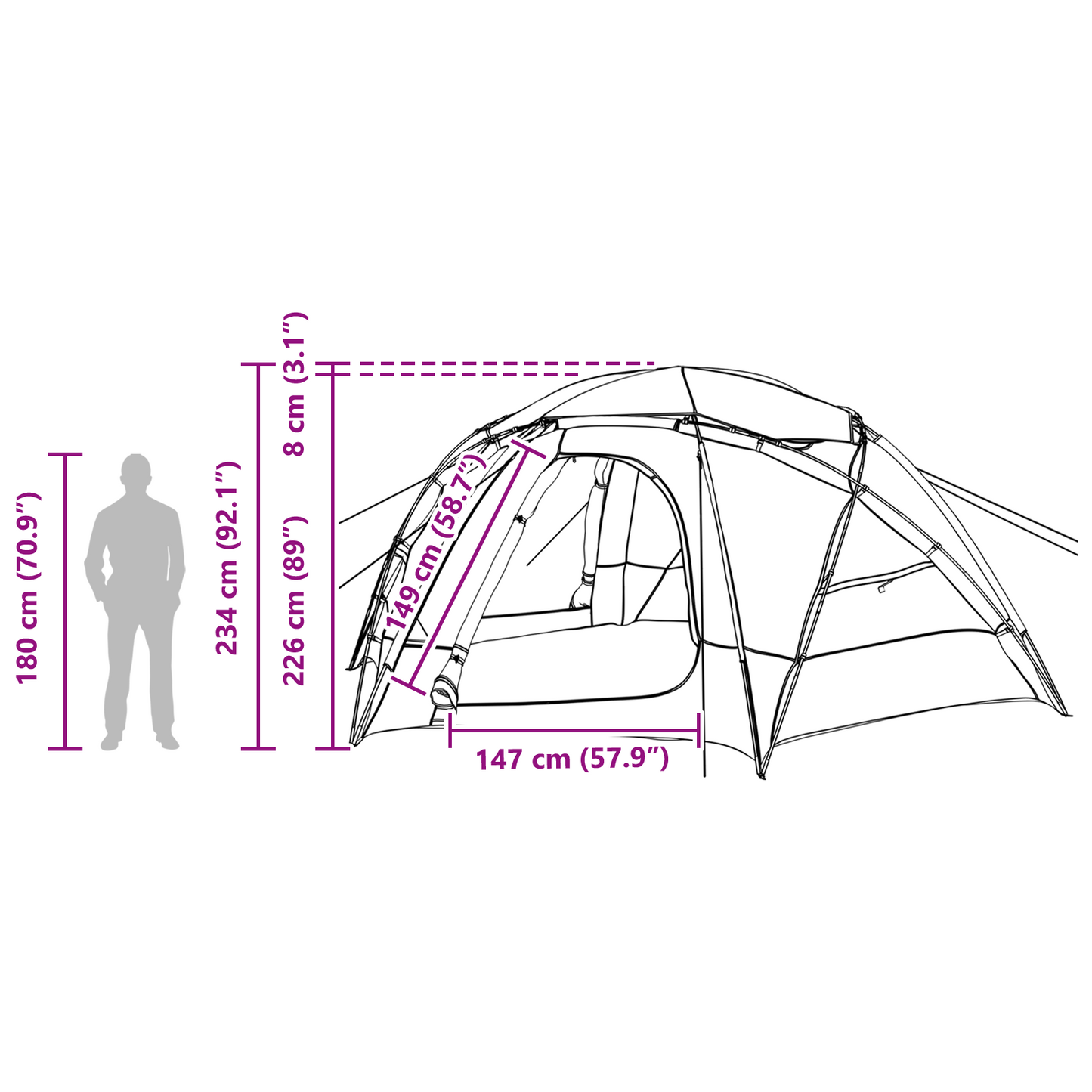 Dome Tent with Removable Rainfly Green 12-Person