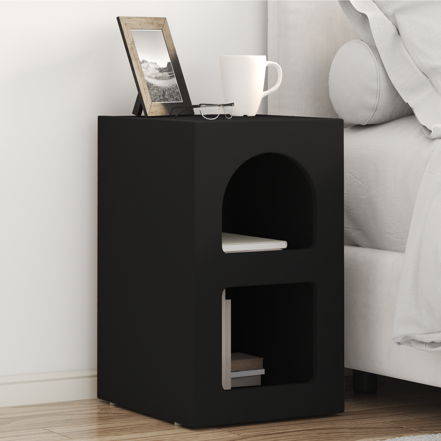Bedside Table ELST 2 pcs Black 29.5 x 33.5 x 50 cm