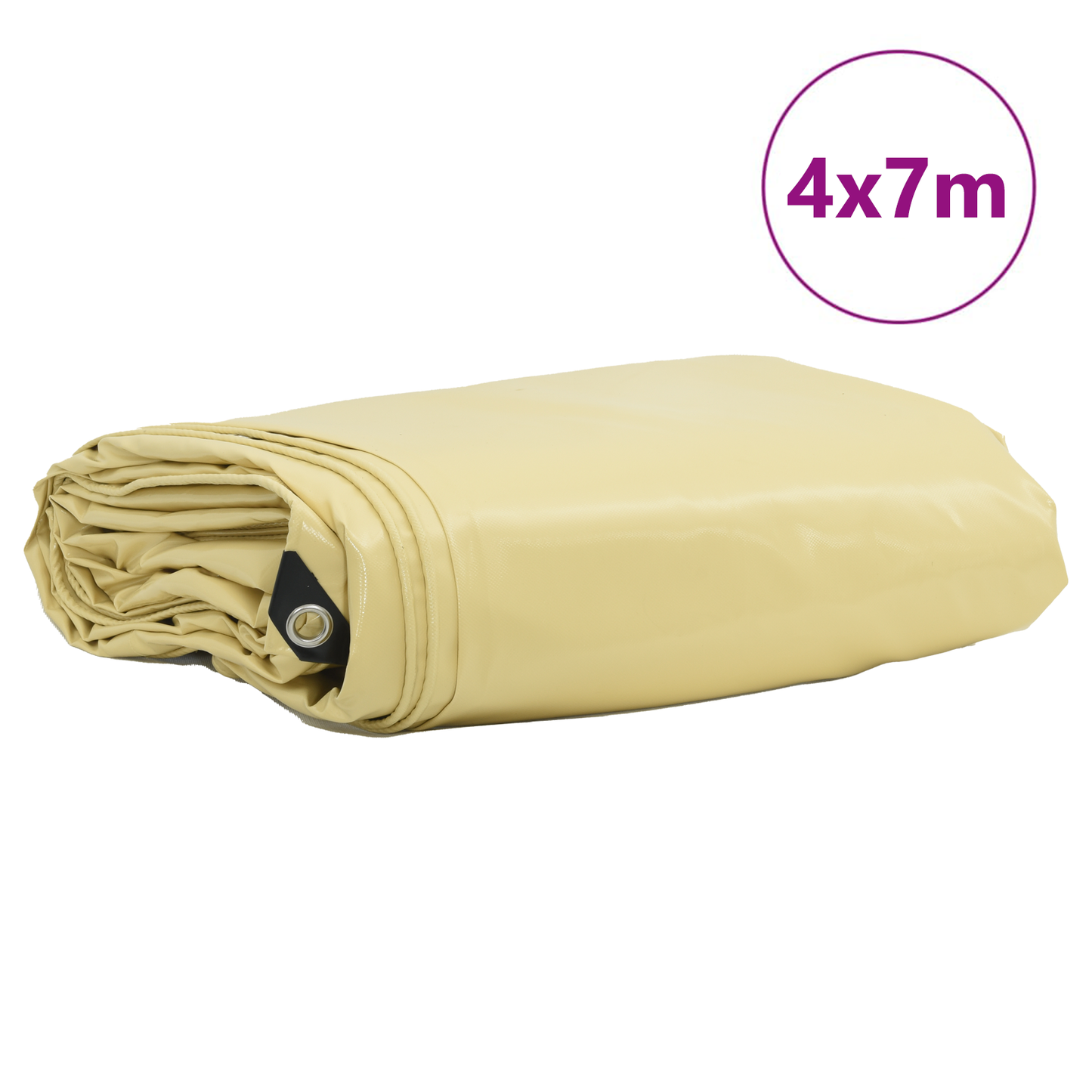 Tarpaulin 650g / m² Beige 4 x 7 m Canvas with PVC Coating