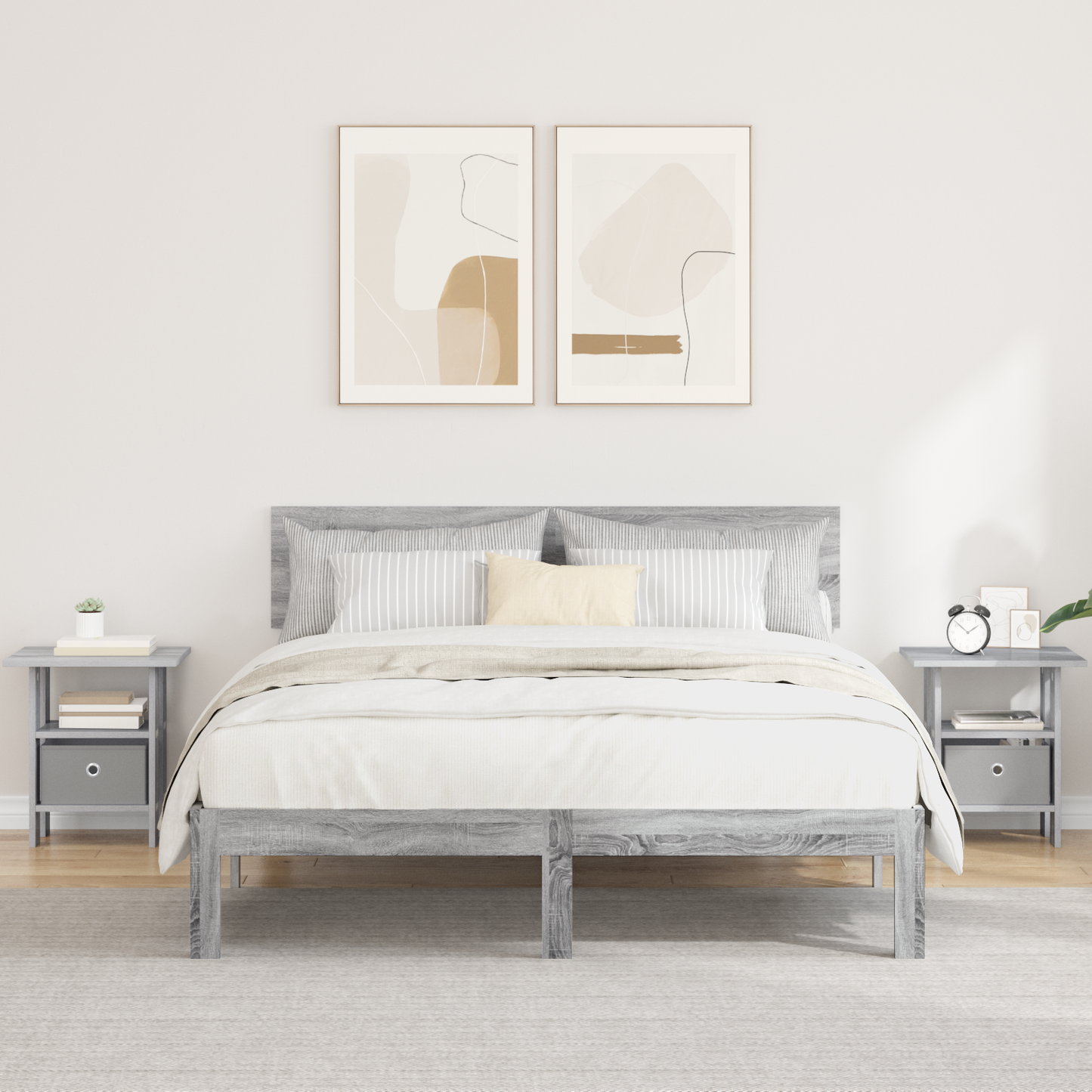 Bedside Table 2 pcs Grey Sonoma 41 x 40 x 45 cm Engineered Wood