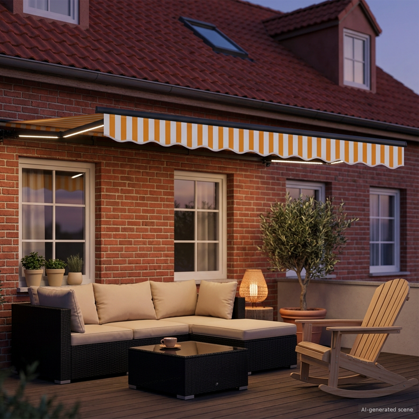 Manual Awning Frame with LEDs 3.5 x 2 m