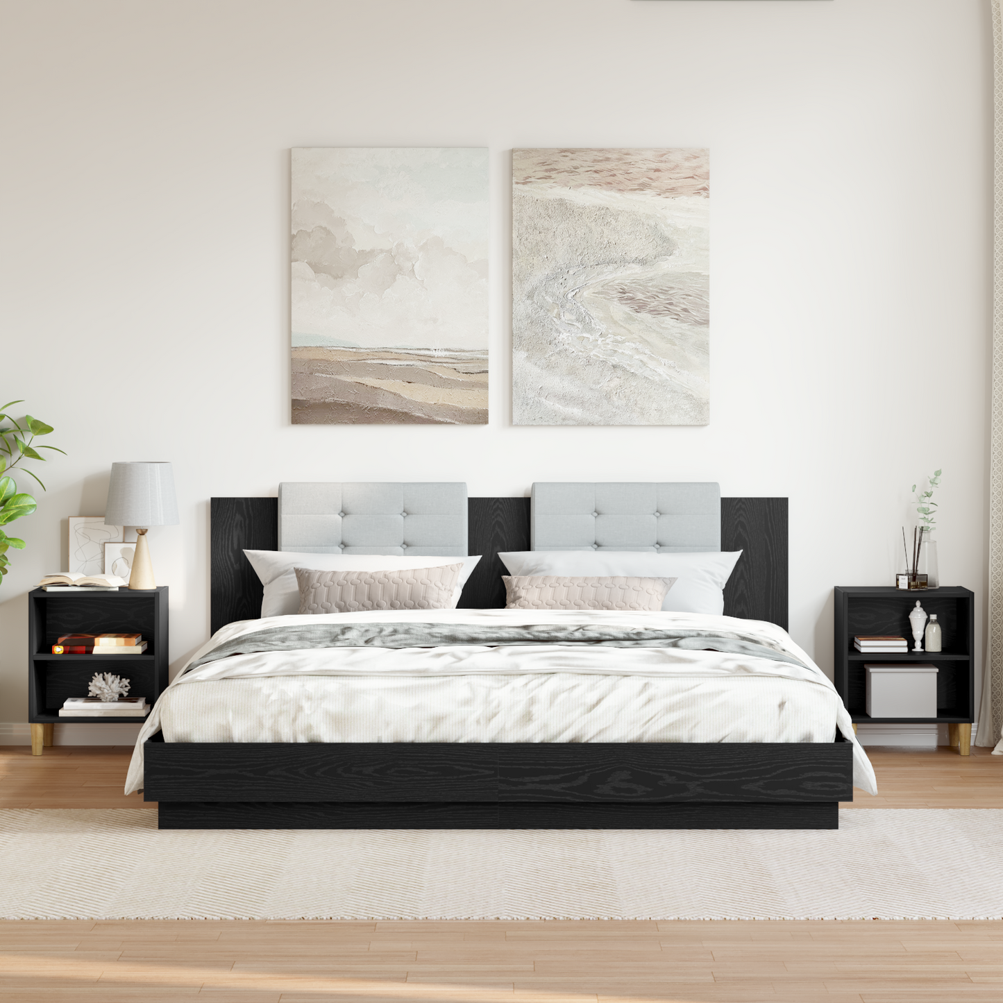 Bed Cabinet 2 pcs Black Oak 40 x 30 x 50 cm Engineered Wood