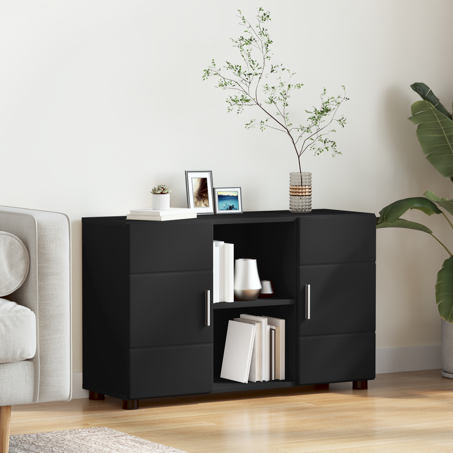 Sideboard FLORIN Black 88.5 x 30.5 x 55.5 cm Engineered Wood