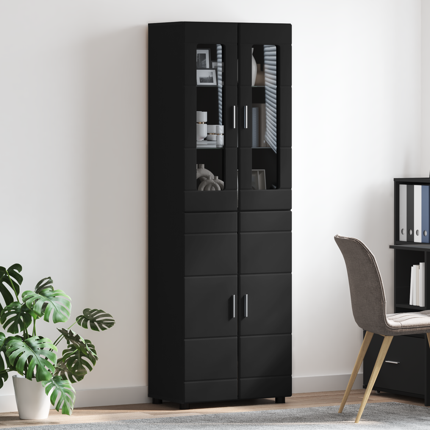 Highboard FLORIN Black 60 x 35 x 182 cm Engineered Wood