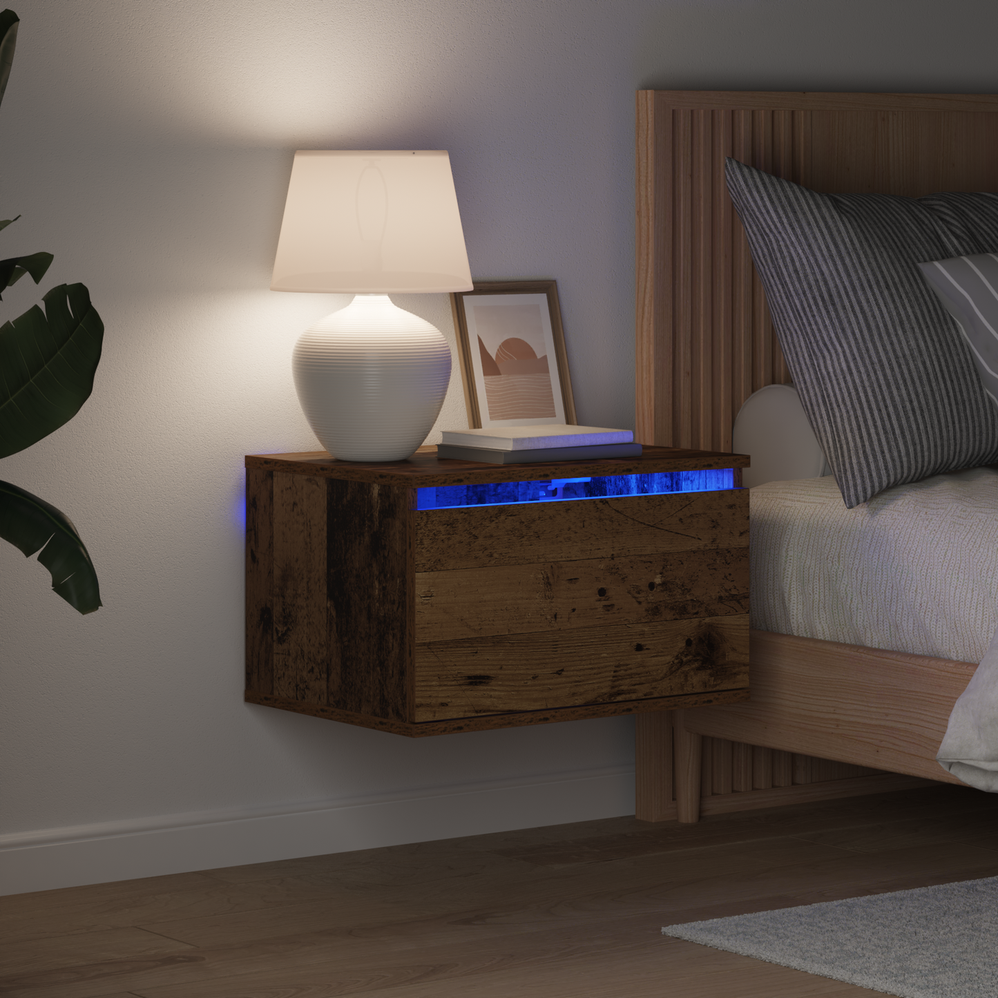Wall-mounted Bedside Cabinet 2 pcs Old Wood Engineered Wood