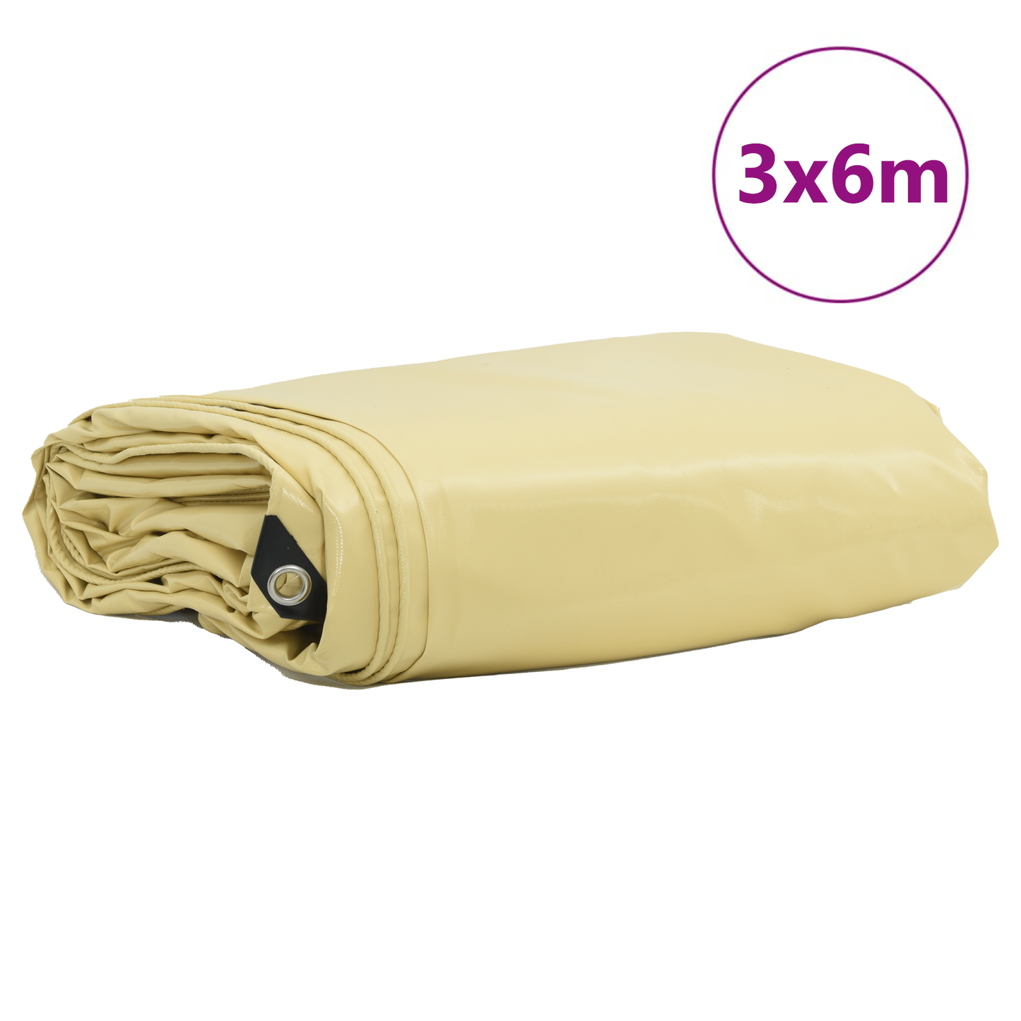 Tarpaulin 650g / m² Beige 3 x 6 m Canvas with PVC Coating