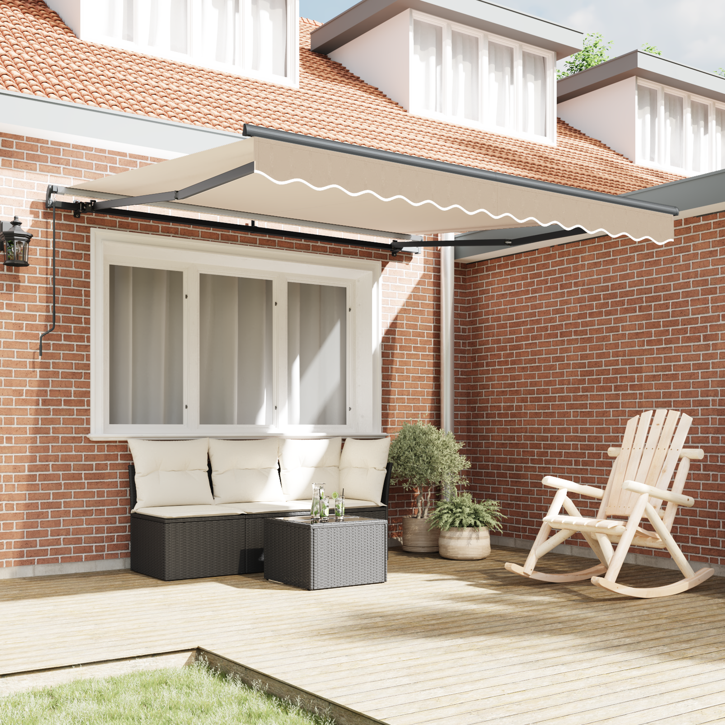 Retractable Awning Beige 350 x 250 cm Polyester and Aluminium
