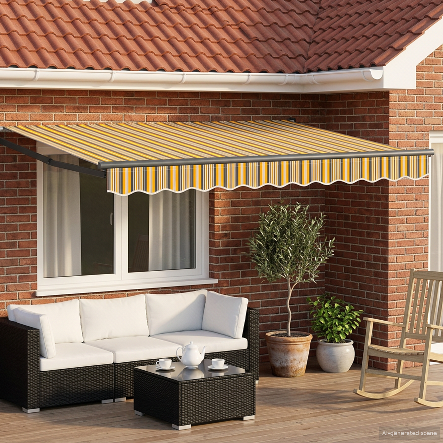 Manual Retractable Awning with LEDs 3.5 x 2.5 m