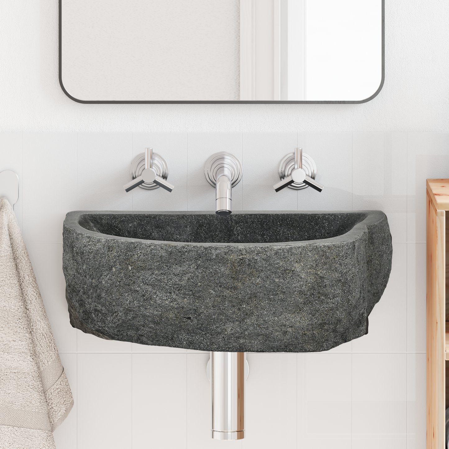 Wall-mounted Basin Grey 45 x 35 x 15 cm River Stone