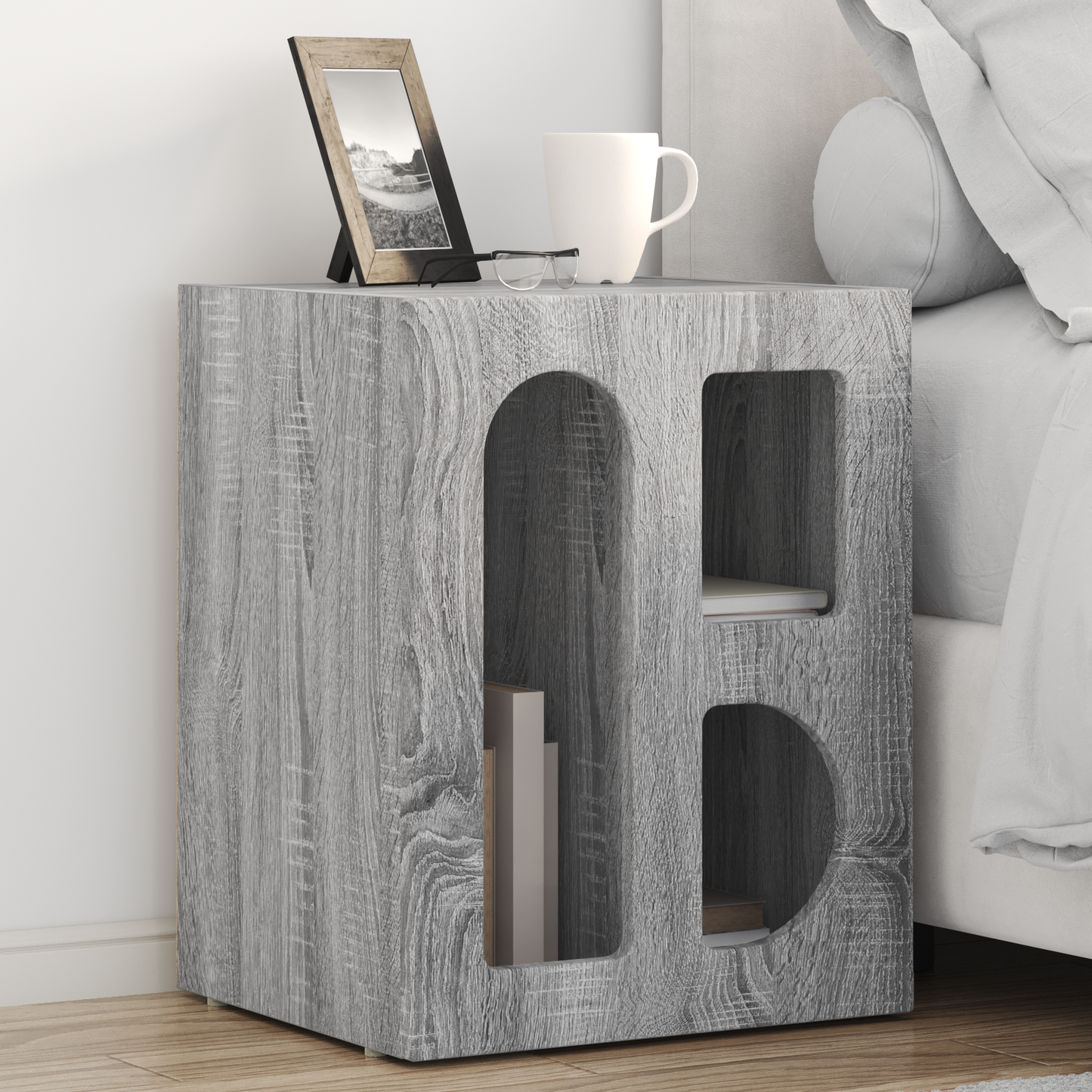 Bedside Table ELST 2 pcs Grey Sonoma 40 x 35 x 50 cm