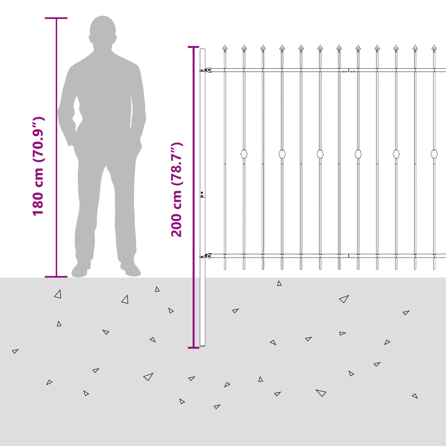 Spike Fence Asten Black 200 x 200 cm Powder-Coated Steel
