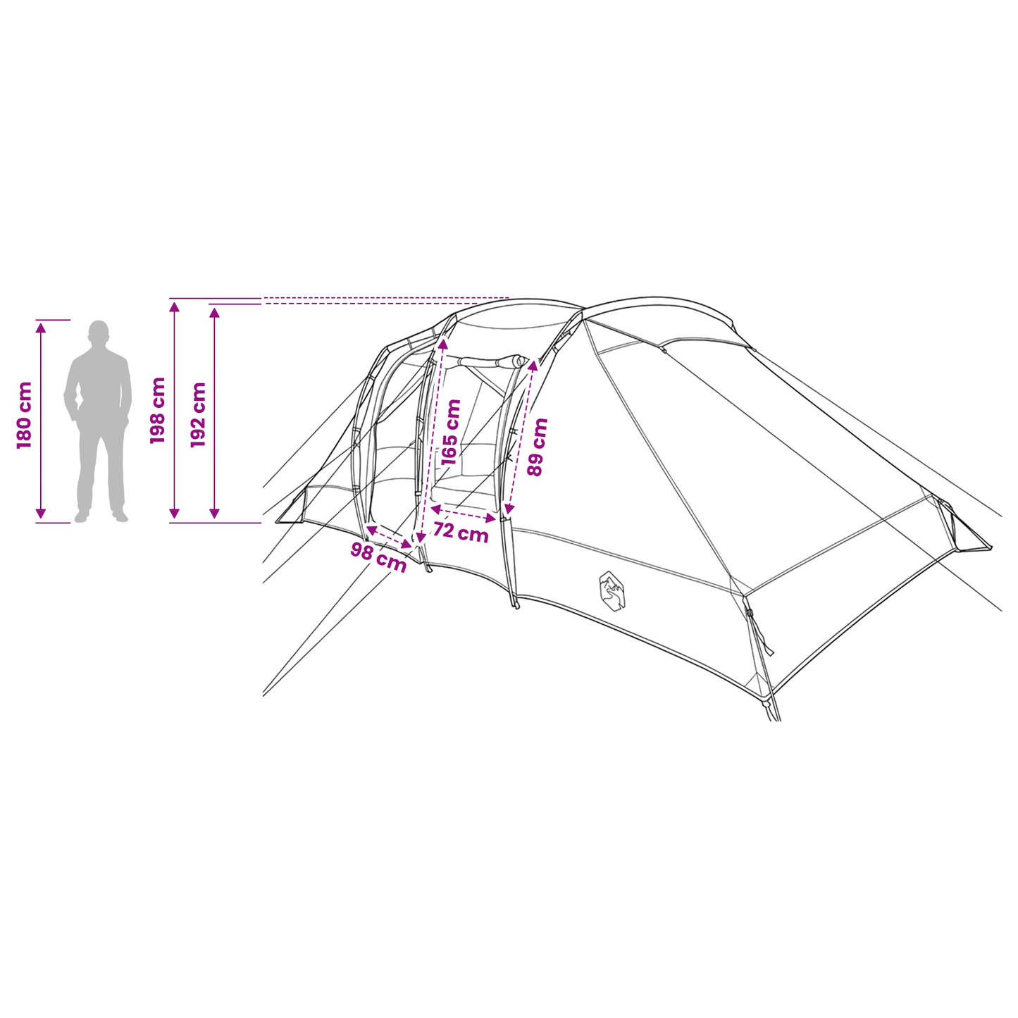 Instant Tent Grey and Orange 524 x 232 x 192 cm