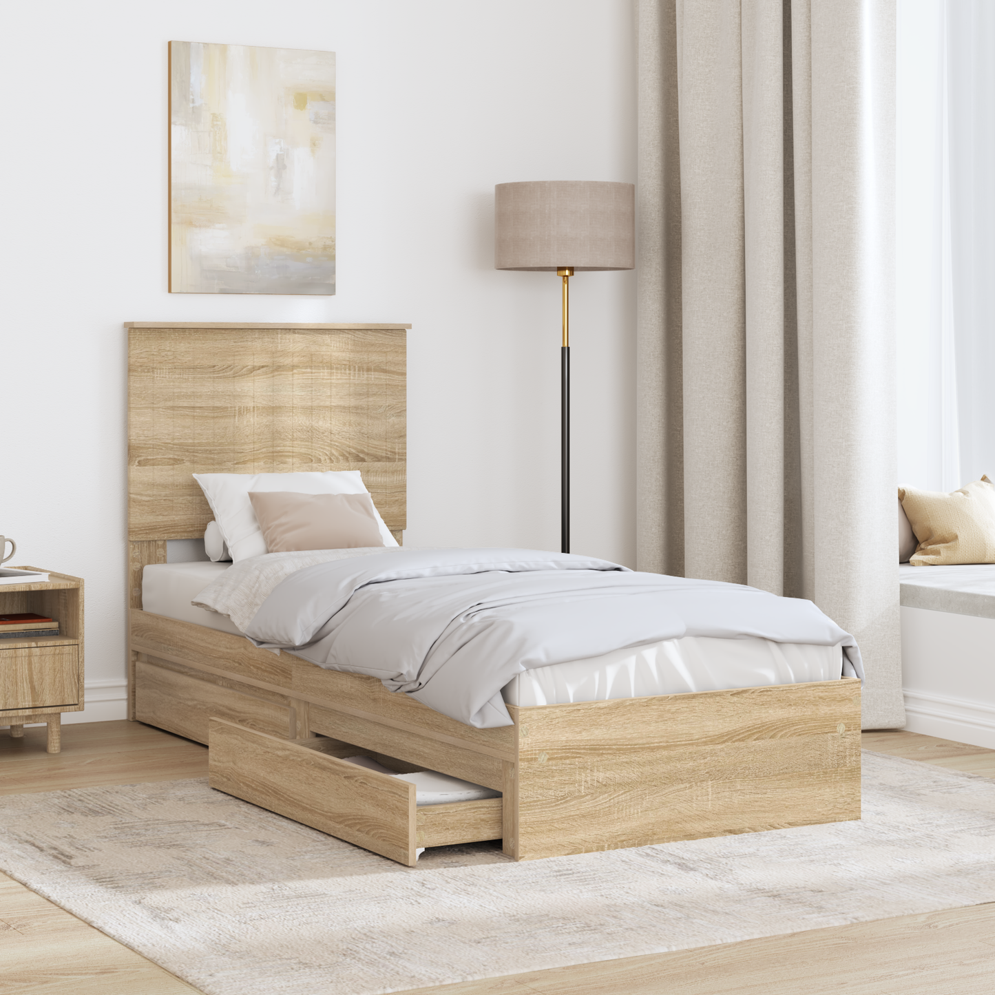 Storage Bed with Drawer Sonoma Oak 75 x 190 cm Engineered Wood