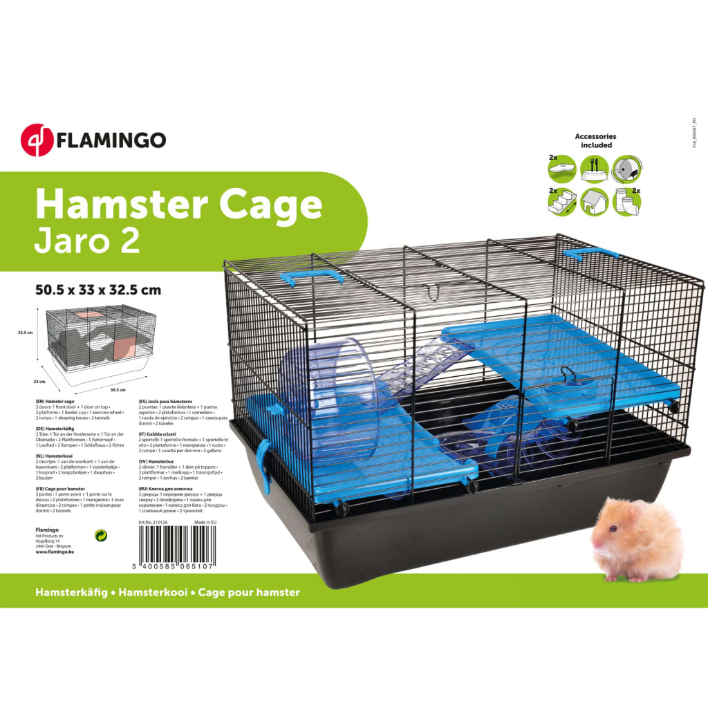 FLAMINGO Hamster Cage Jaro 2 50.5x33x32.5 cm Black and Blue