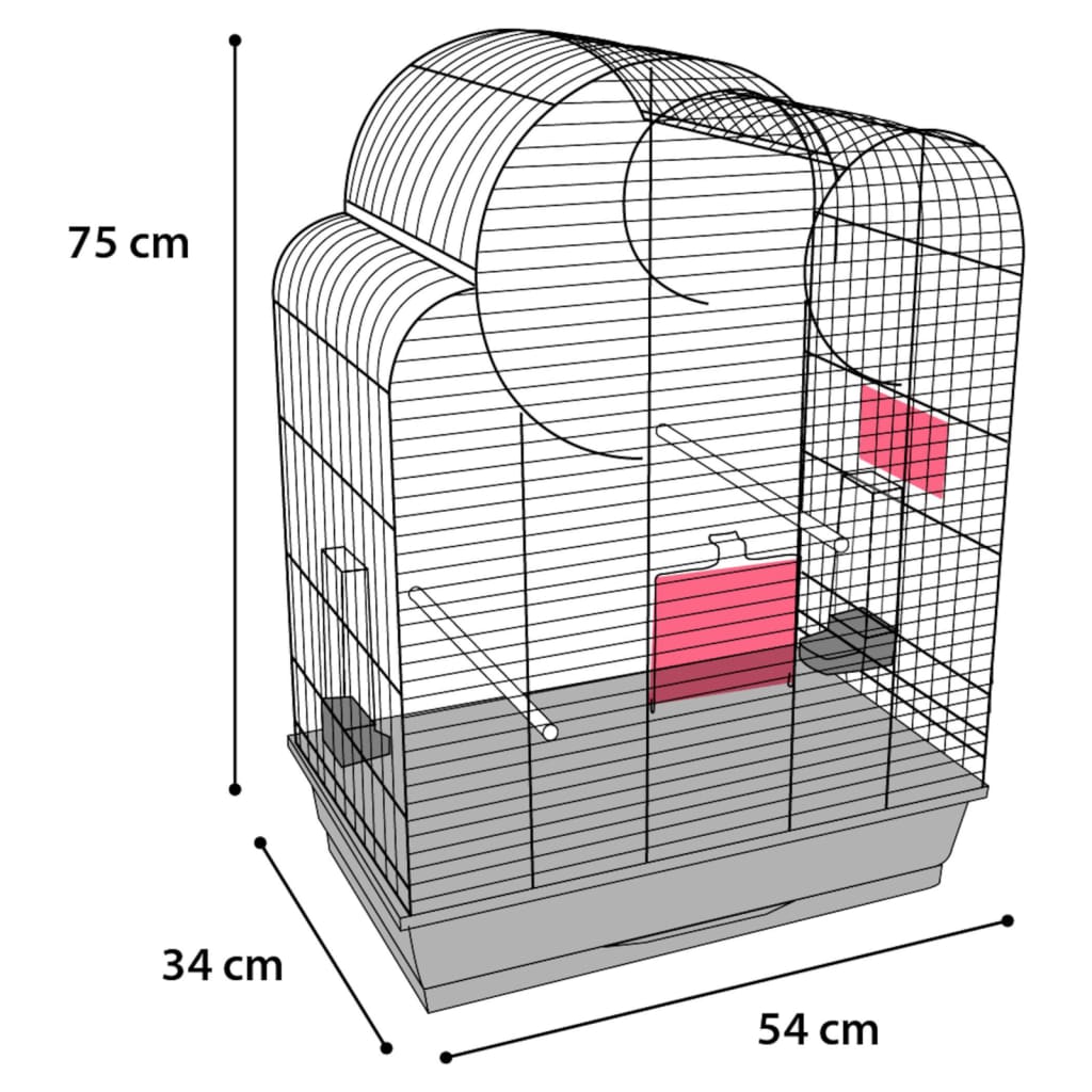 FLAMINGO Budgie Cage Wammer 1 54x34x75 cm Black