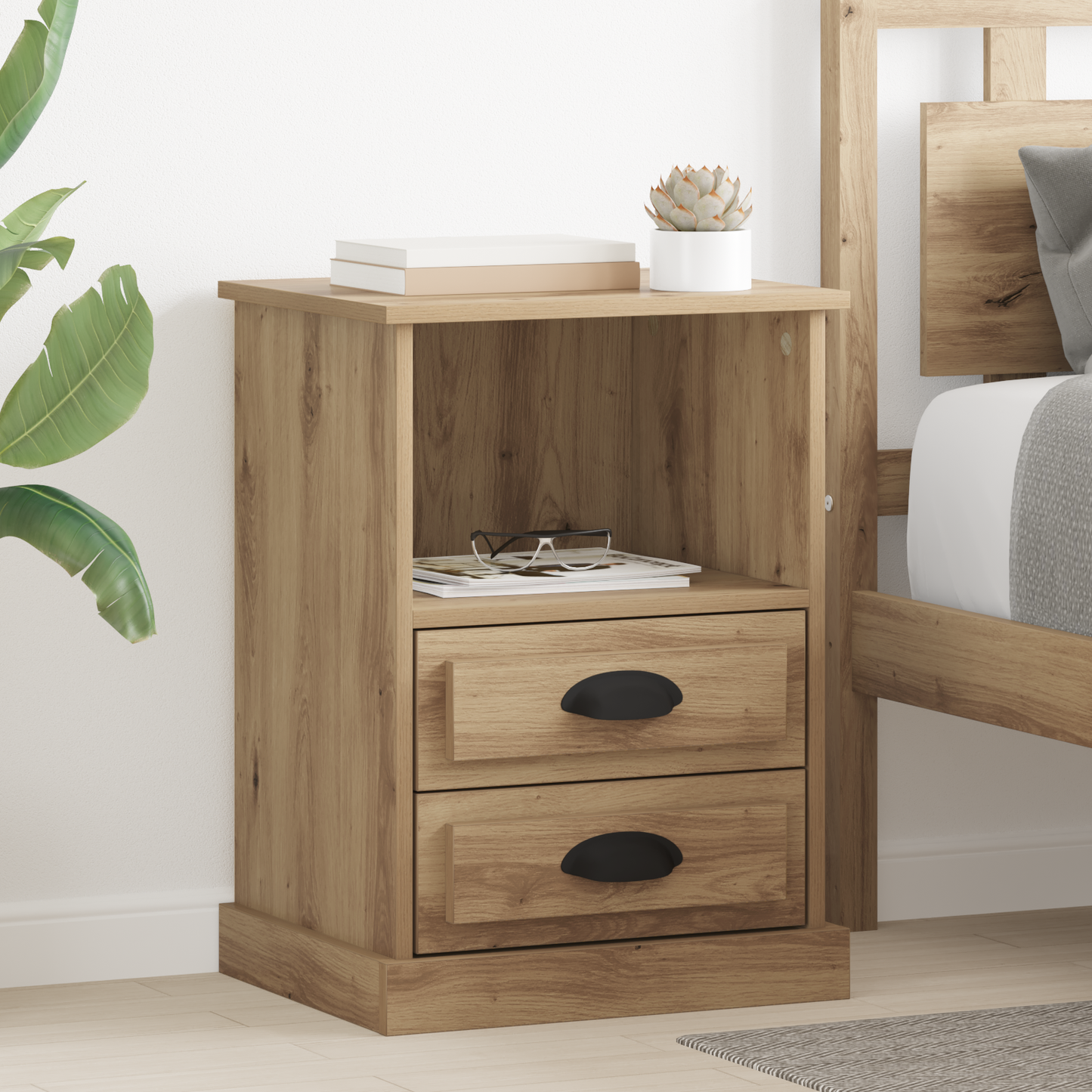 Bedside Cabinet with Drawer 2 pcs Artisan Oak 36 x 43 x 60 cm