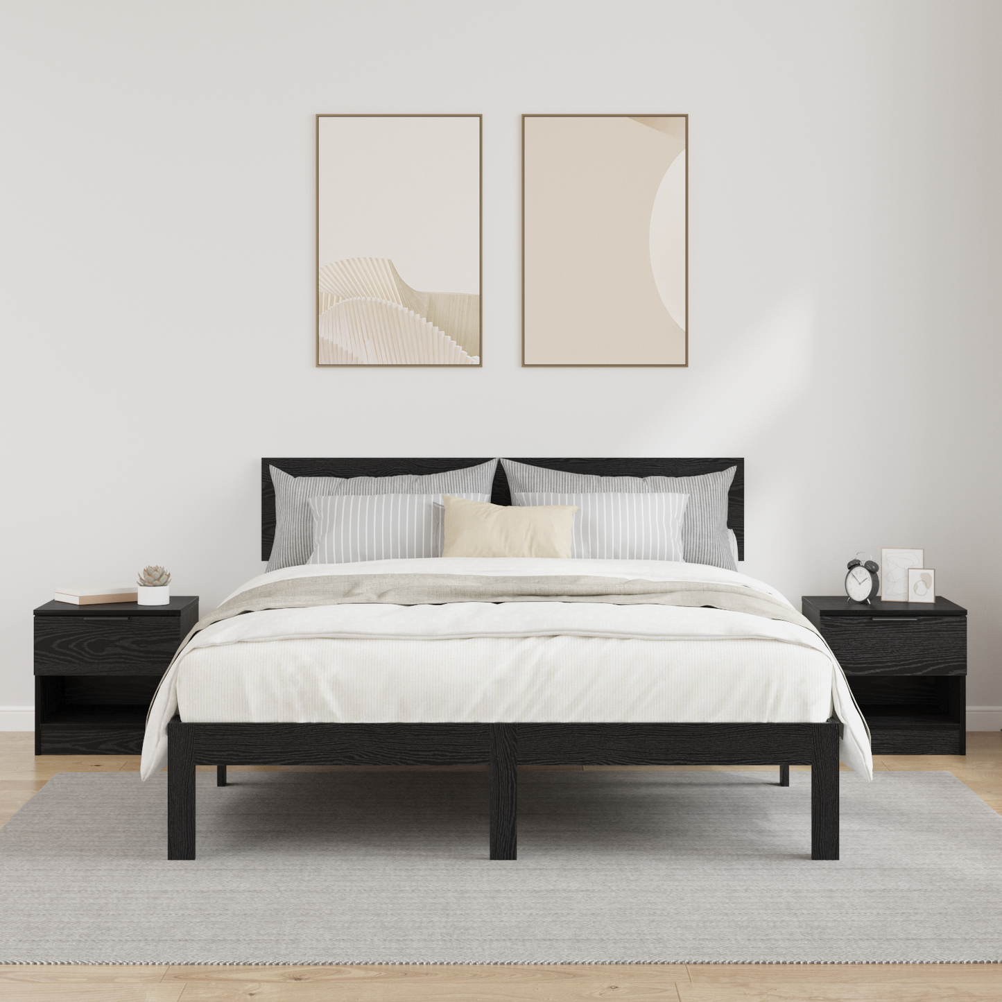 Bed Cabinet 2 pcs Black Oak 40 x 39 x 40cm Engineered Wood