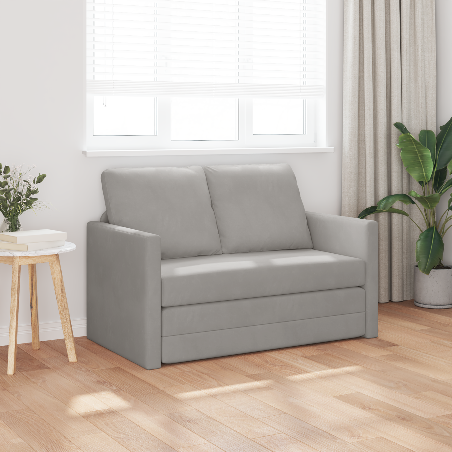 Folding Sofa Bed Light Grey 122 x 70 x 60 cm Velvet