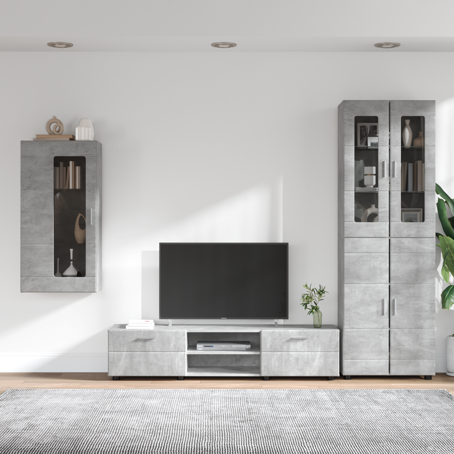 TV Cabinet Set FLORIN 3 pcs Concrete Grey Engineered Wood