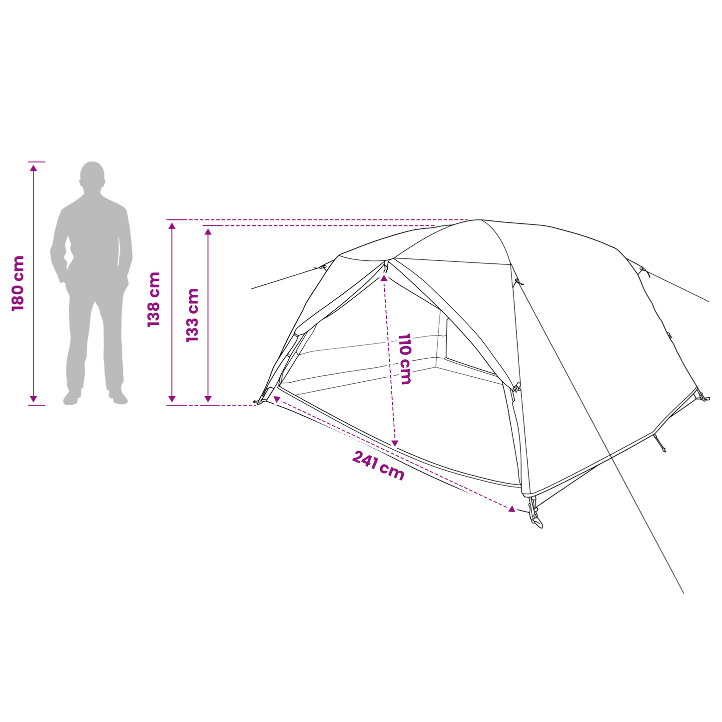 Backpacking Tent Grey and Orange 4-Person