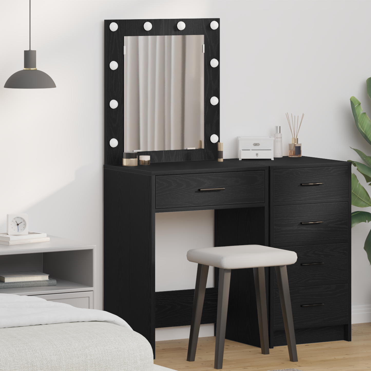 Dressing Table Black Oak 50 x 41 x 135 cm Engineered Wood