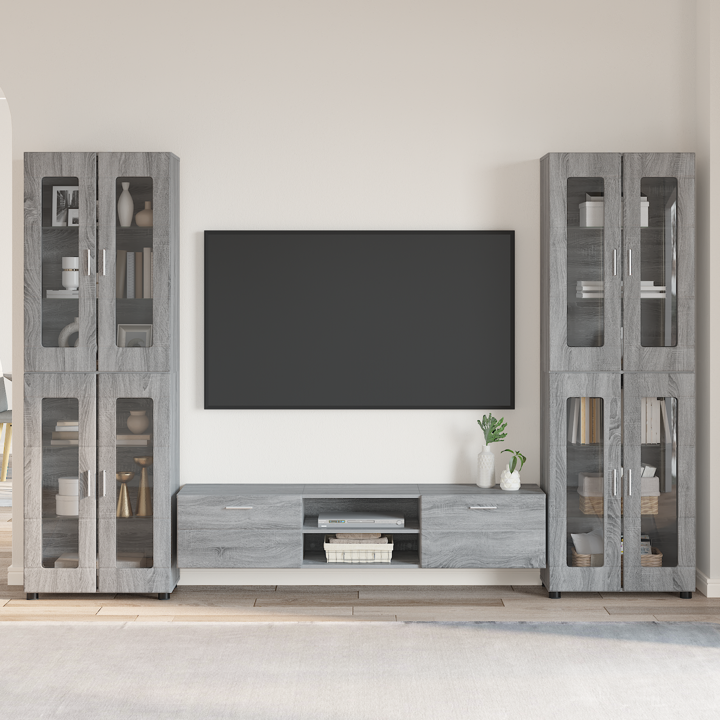 TV Cabinet Set FLORIN 3 pcs Grey Sonoma Engineered Wood