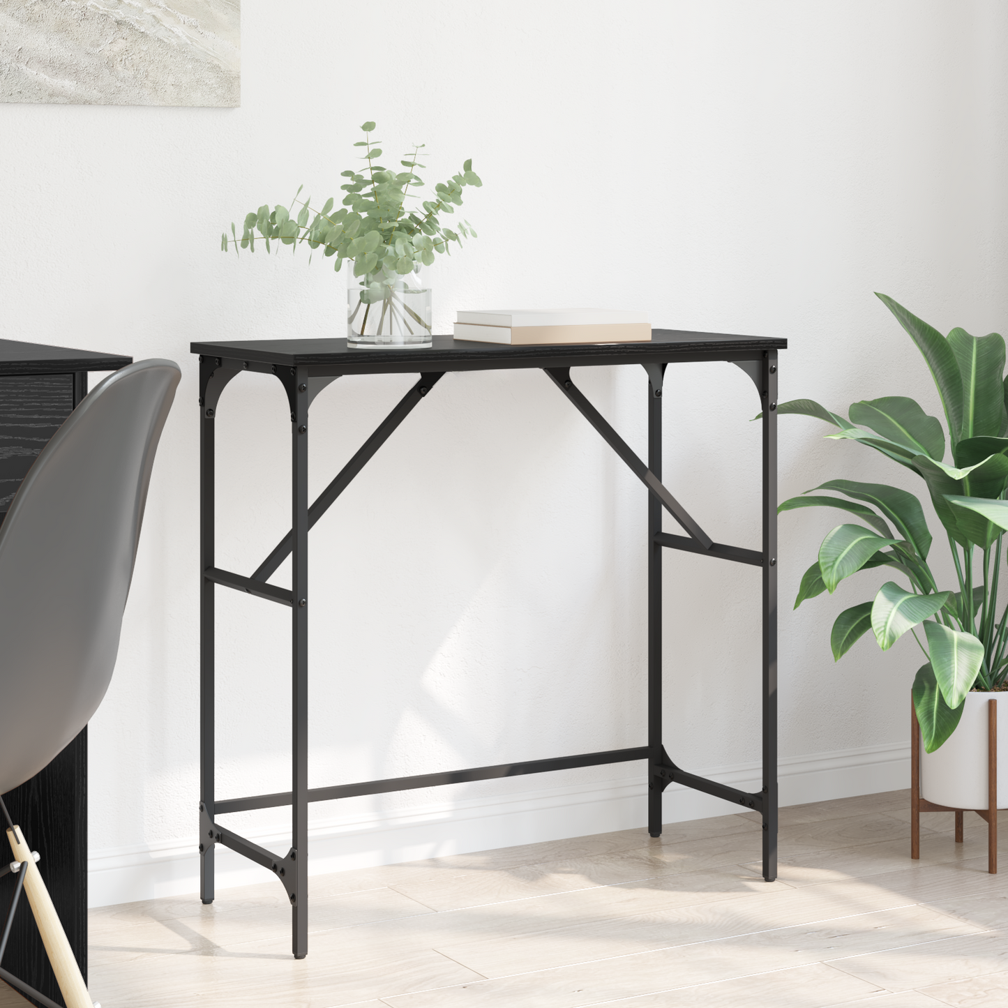 Console Table Black Oak 75 x 32 x 75 cm Engineered Wood