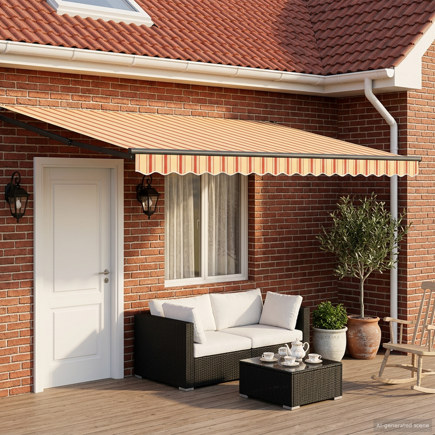 Manual Retractable Awning with LEDs Multicolour 4.5 x 3 m