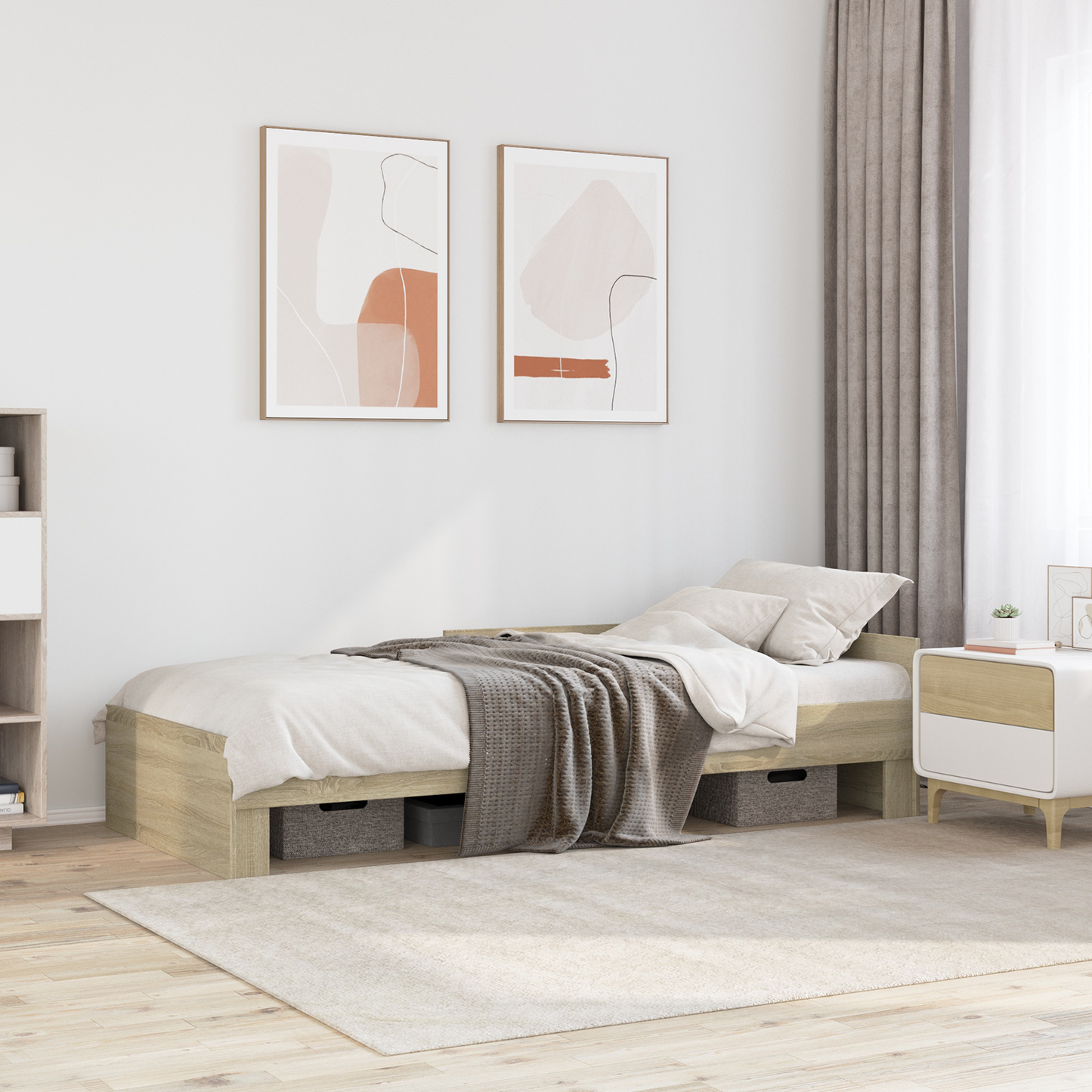 Bed Frame with Headboard Sonoma Oak 80 x 200 cm Engineered Wood