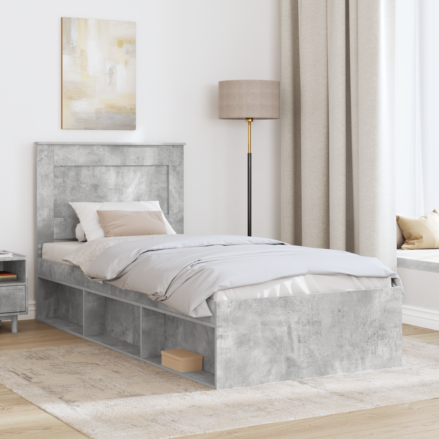 Bed Frame Concerte Grey 100 x 200 cm Solid Pine Wood