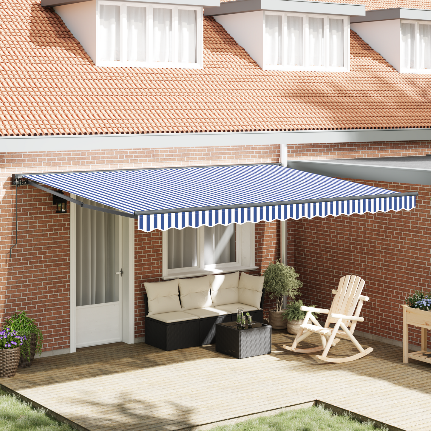 Awning Frame Blue and White 450 x 300 cm