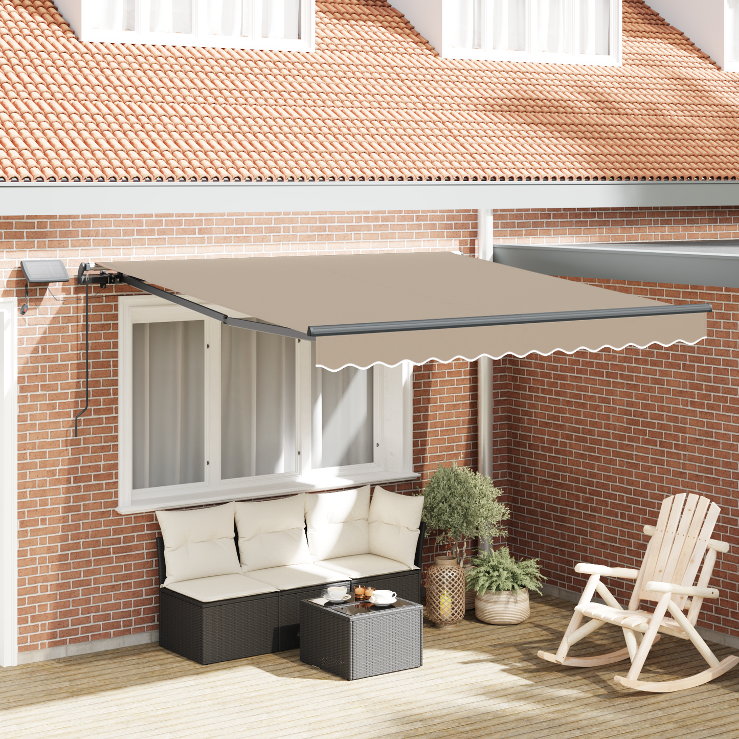 Retractable Awning Beige 350 x 250 cm Fabric and Aluminium