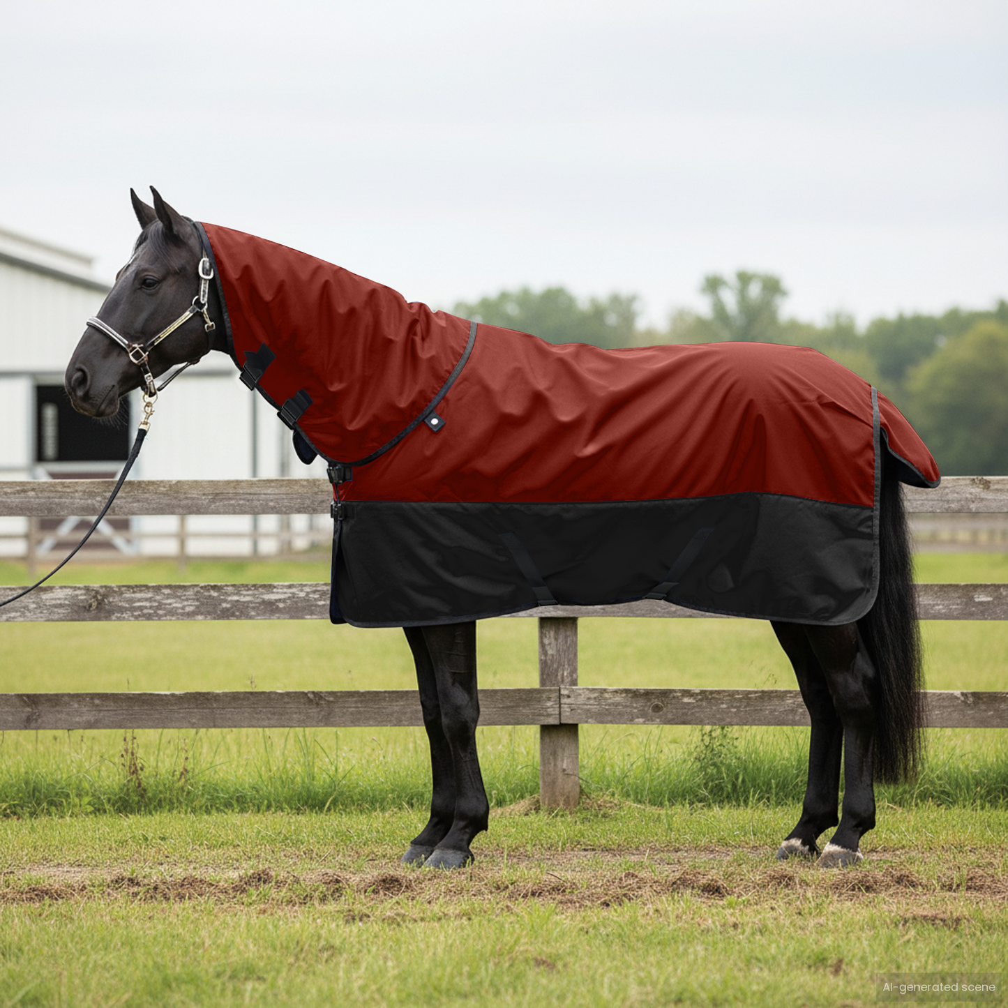 Horse Blanket Bordeaux and Black 165 cm Polyester