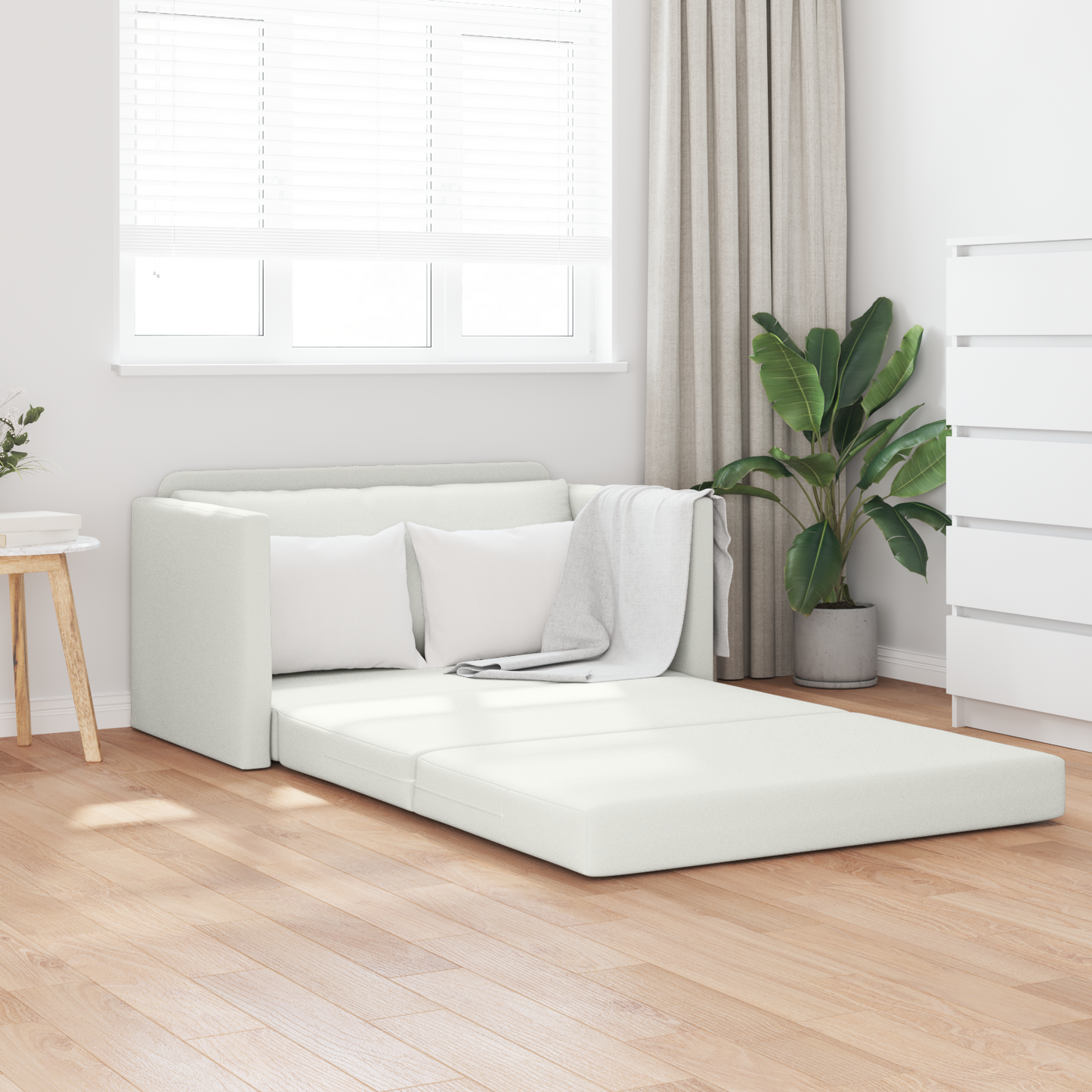 Folding Sofa Bed White 124 x 71 x 78 cm Faux Leather