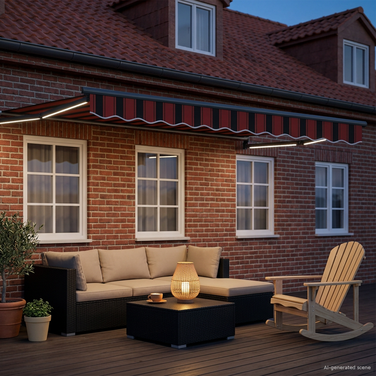 Manual Retractable Awning with LEDs 3.5 x 2.5 m