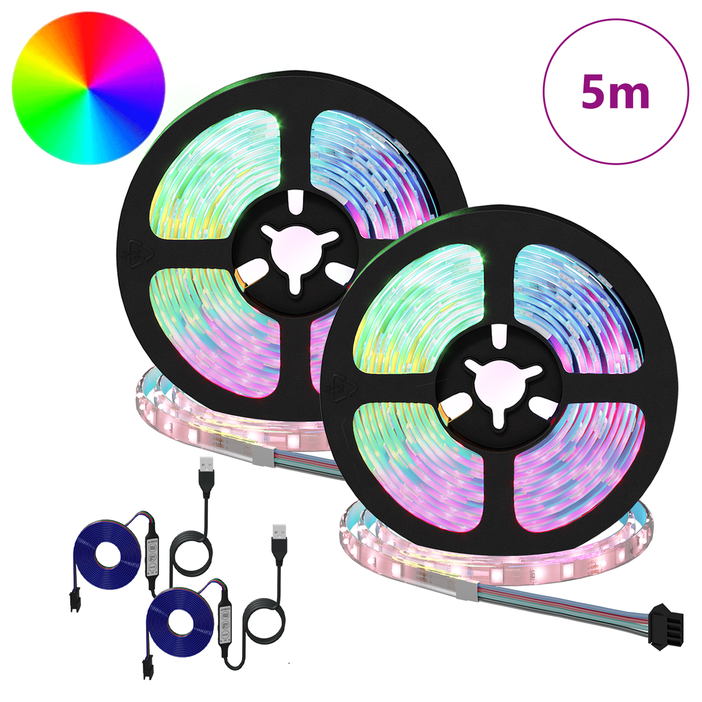 LED Strip 2 pcs Black and Transparent 2500 mm