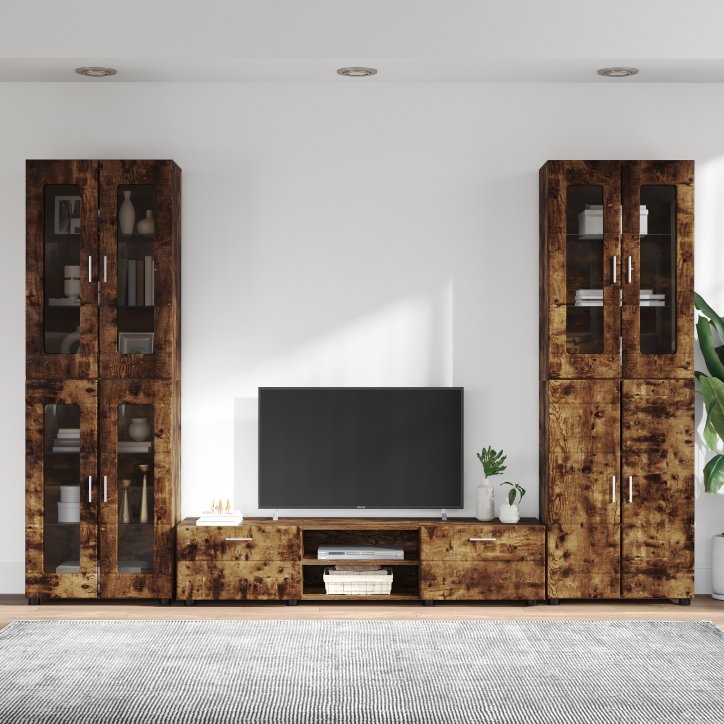 TV Cabinet Set FLORIN 3 pcs Smoked Oak Engineered Wood