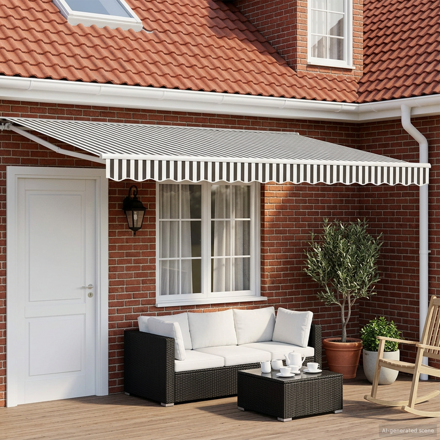 Electric Retractable Awning Anthracite and White 4.5 x 3.5 m