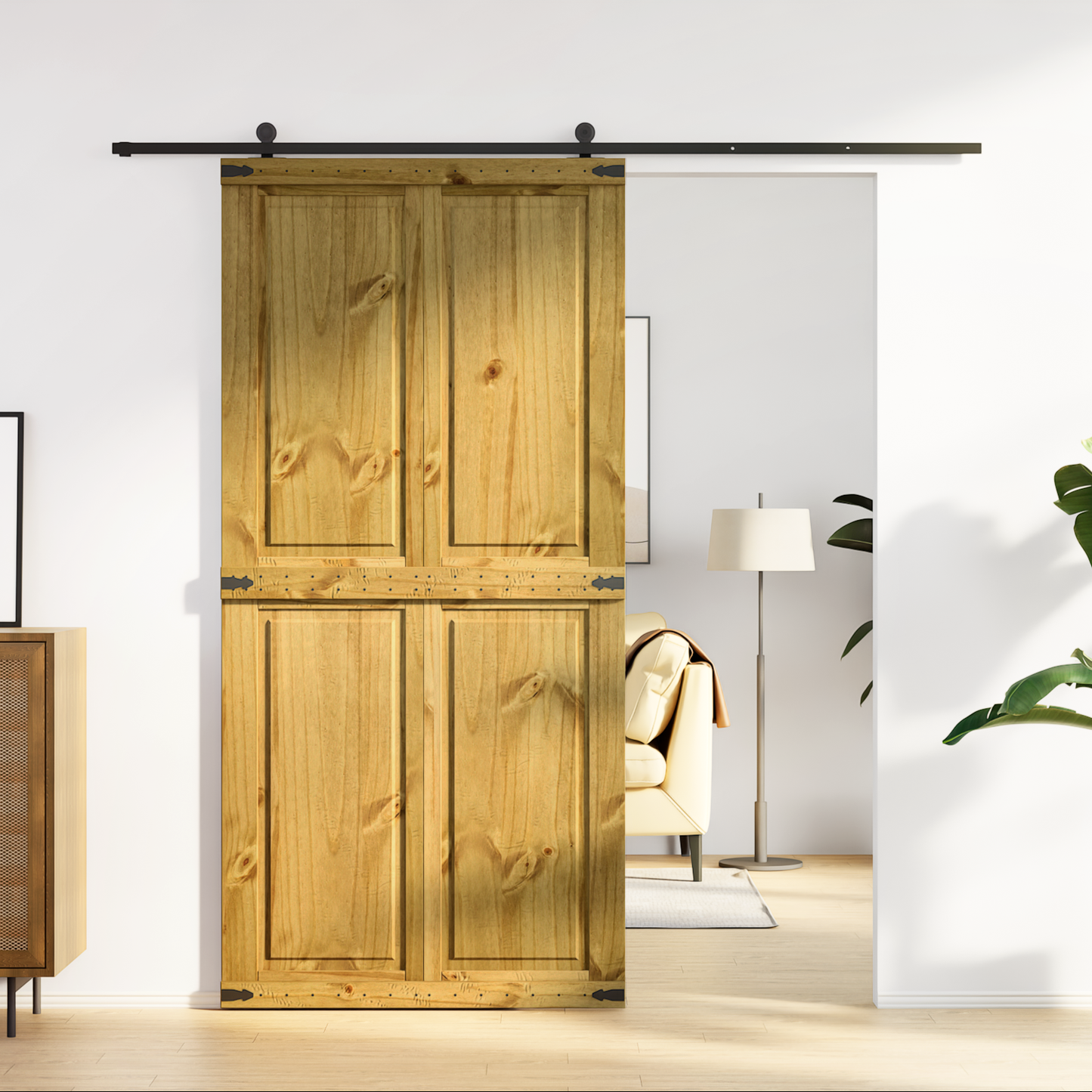 Barn Door Corona Honey Brown 100 x 210 cm Solid Pine Wood