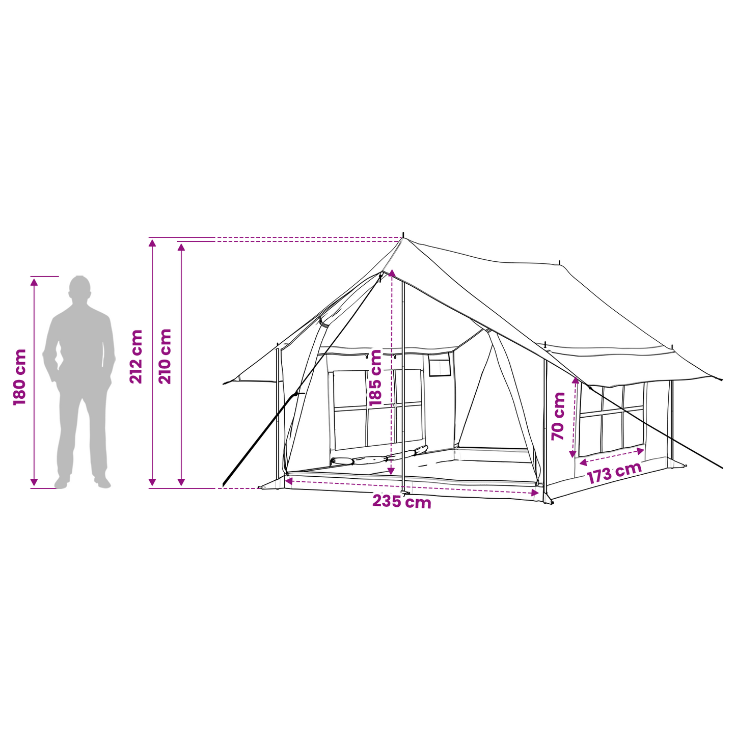 Cabin Tent Cream 340 x 246 x 210 cm Polycotton