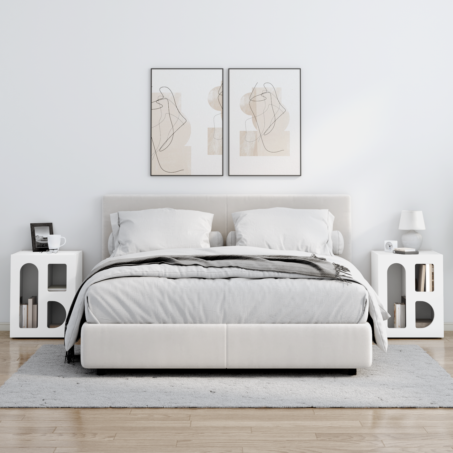 Bedside Table ELST 2 pcs White 40 x 35 x 50 cm Engineered Wood