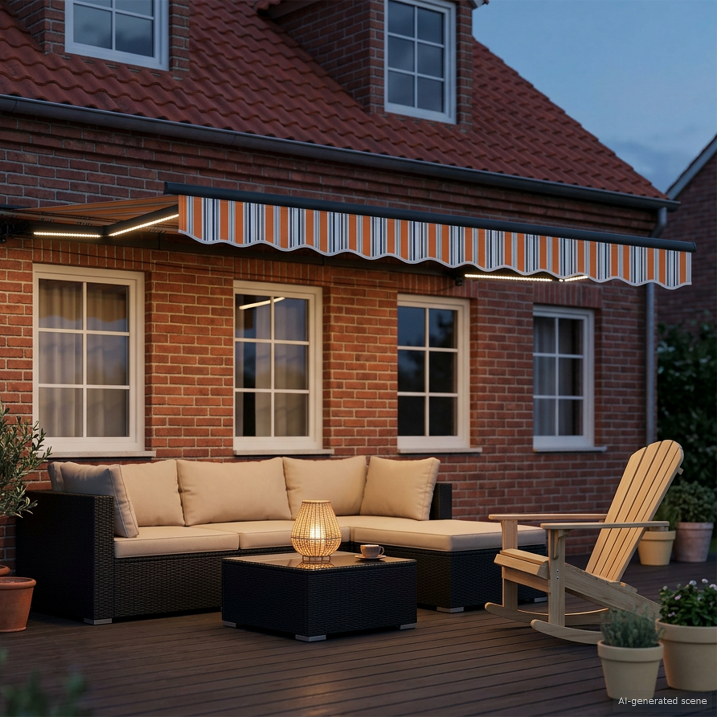 Manual Awning Frame with LEDs 3 x 2.5 m